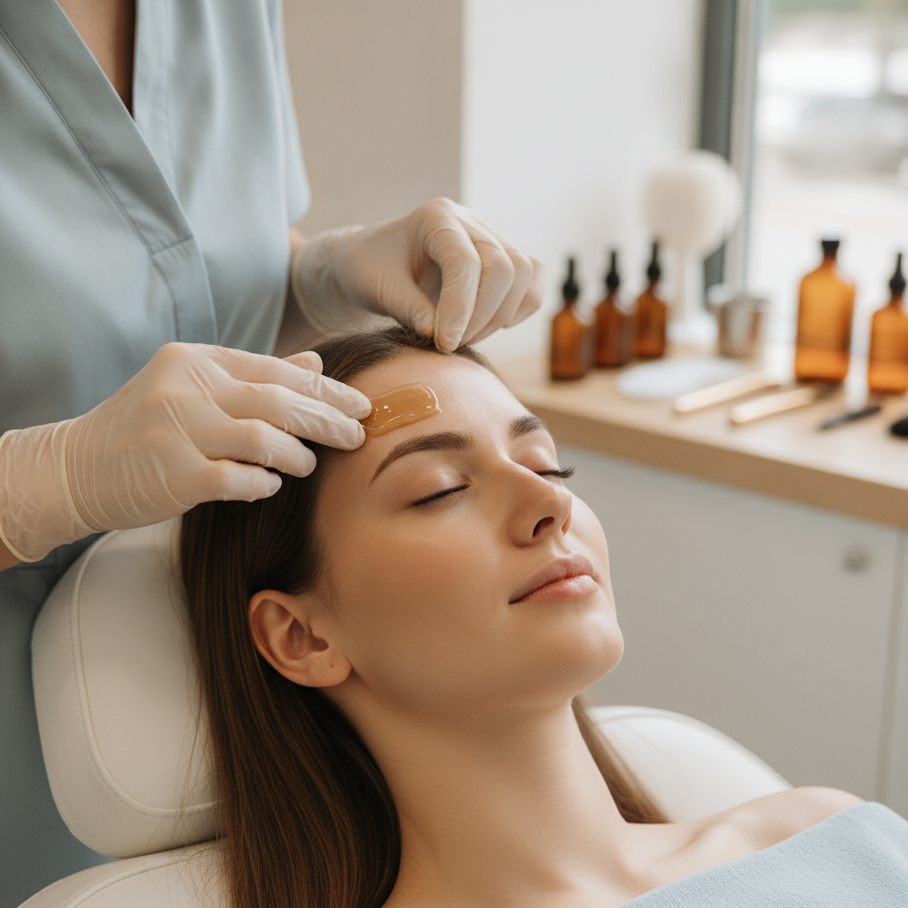 close up image of facial waxing